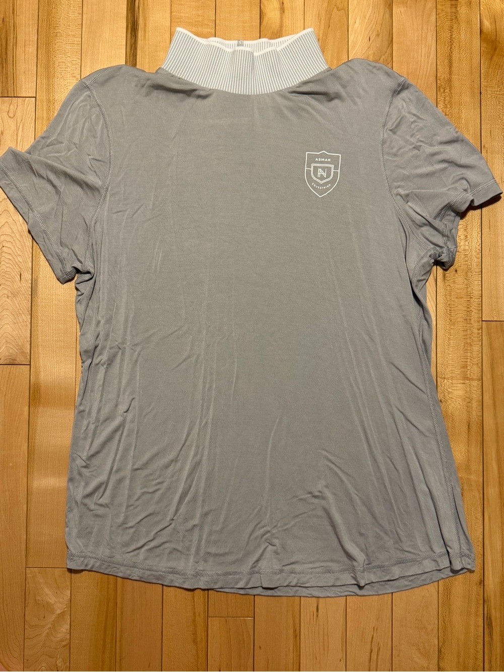 Noel Asmar Light Gray Polo with White Ribbed Collar